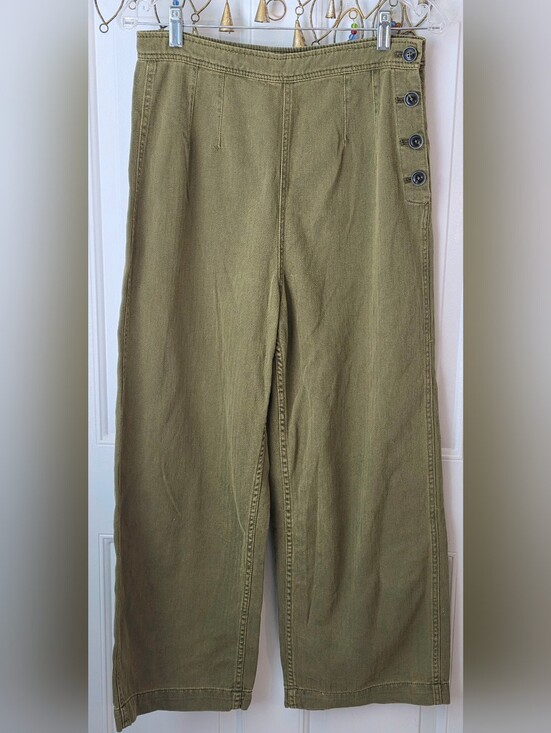 Free People Pants - Free People X Revolve Clean Mod Cropped Wide-Leg Utility Pants Womens 8 Olive Co